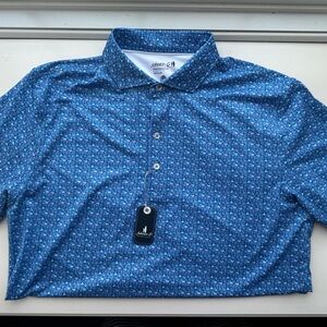 johnnie-O Blue “Floral Reef” Pattern Polo Shirt Golf